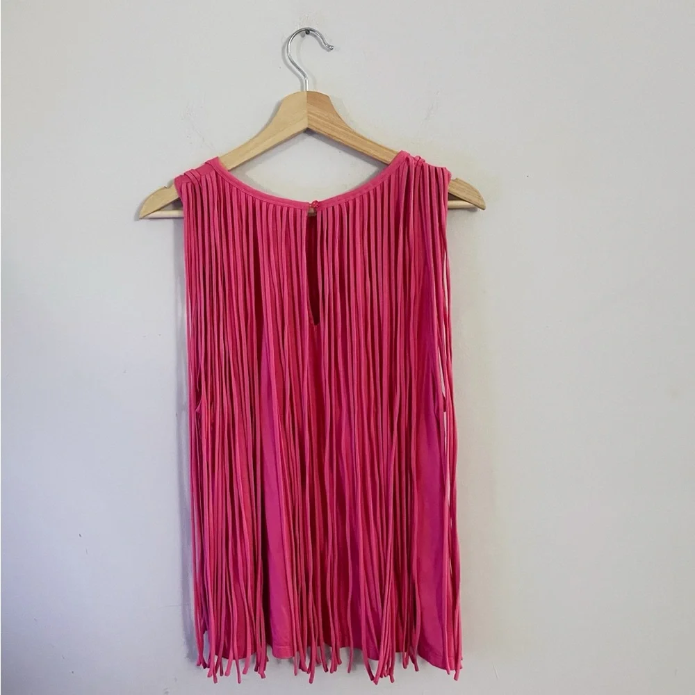 Trina Turk Pink Fringe Tank Top Festival Boho Beach Chic Summer - Picture 3 of 7